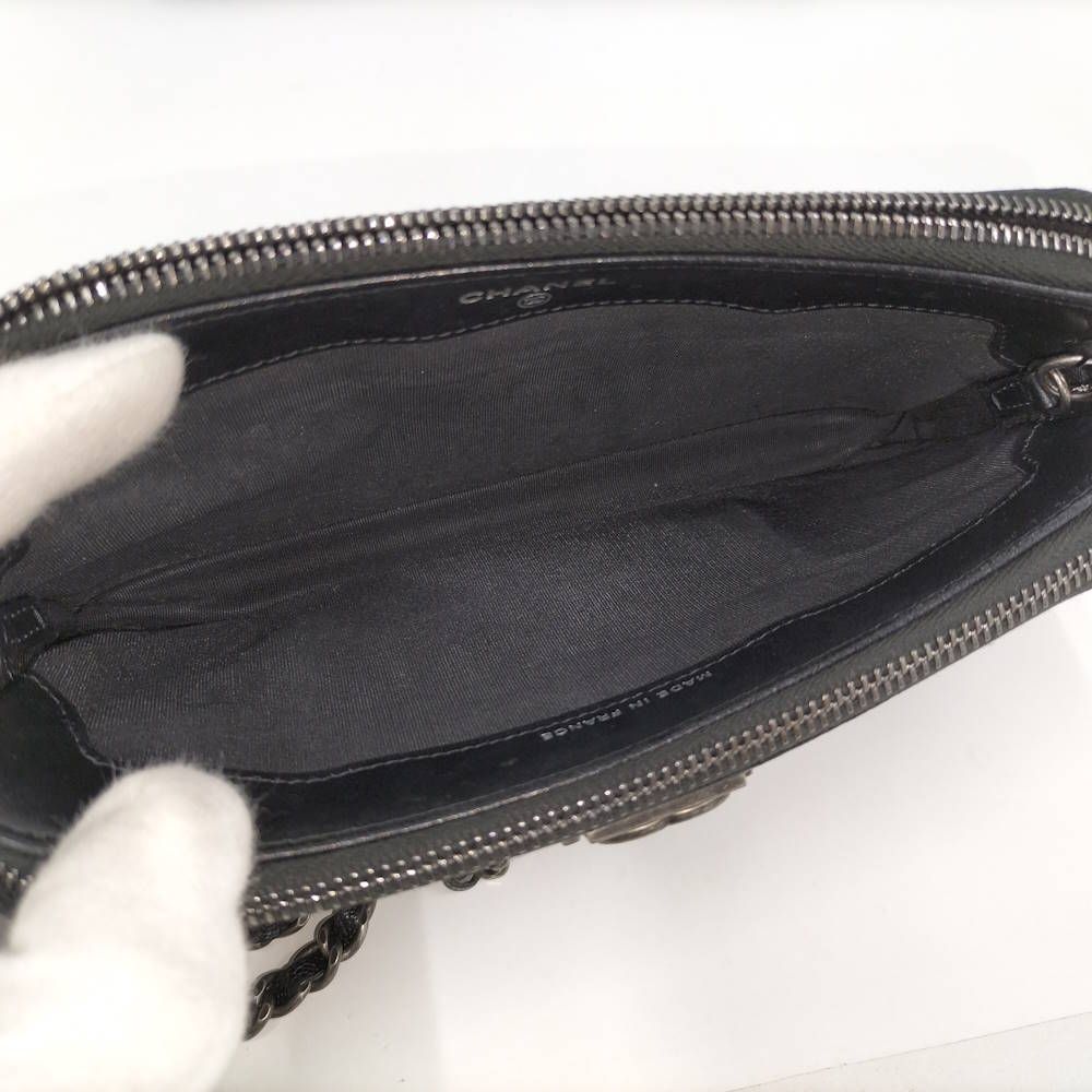 Chanel Boy Chain Wallet Leather Black Shoulder — view 8