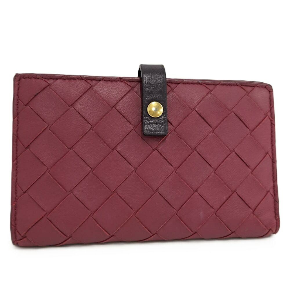 Bottega Veneta Bifold Wallet Intrecciato Leather Bordeaux