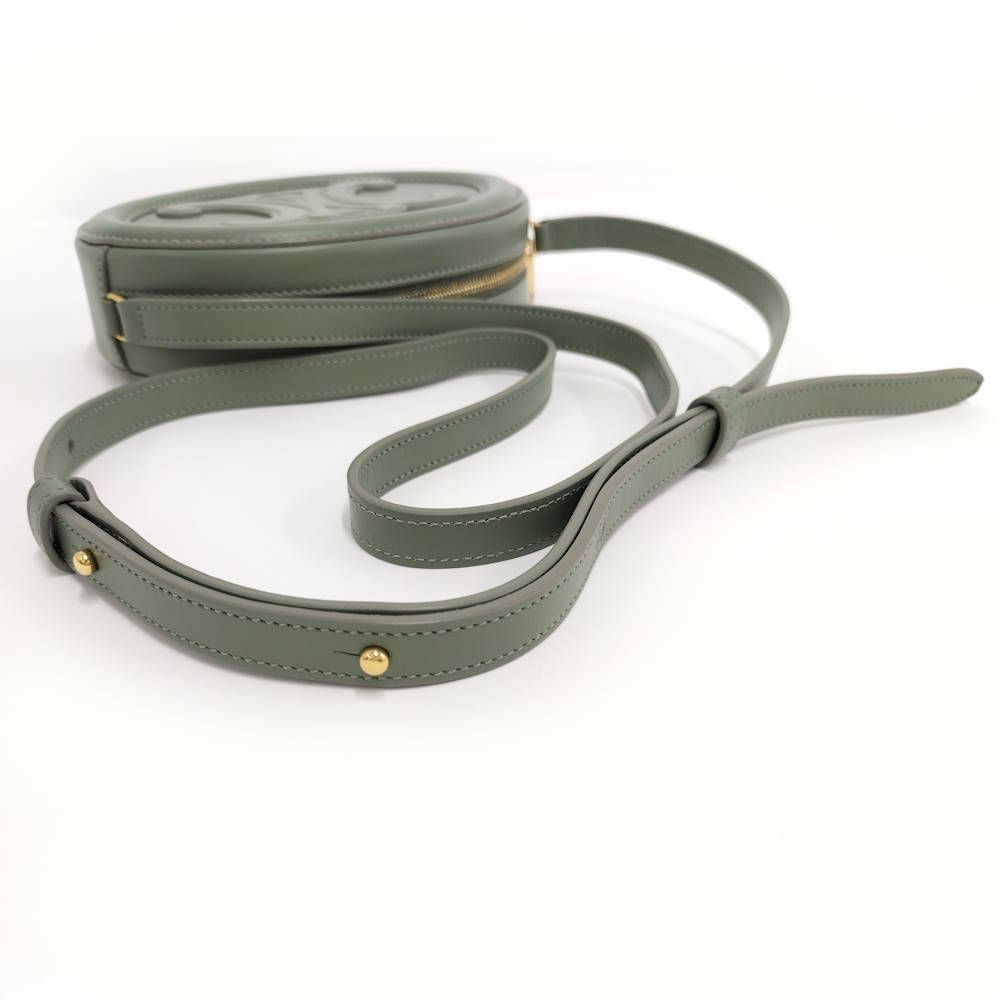 Celine Oval Pass Triomphe Shoulder Bag Leather Khaki — view 5