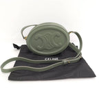 Celine Oval Pass Triomphe Shoulder Bag Leather Khaki — view 9