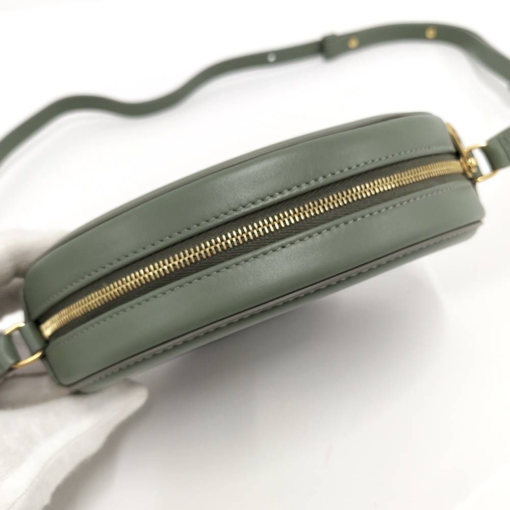 Celine Oval Pass Triomphe Shoulder Bag Leather Khaki — view 7