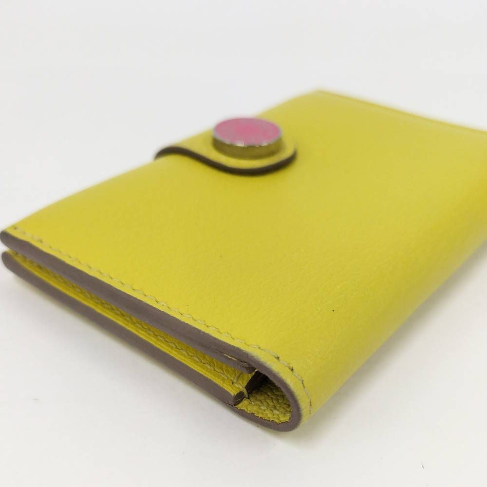 Hermes Rmscard Case Verso Leather Yellow Pink Shoulder — view 6