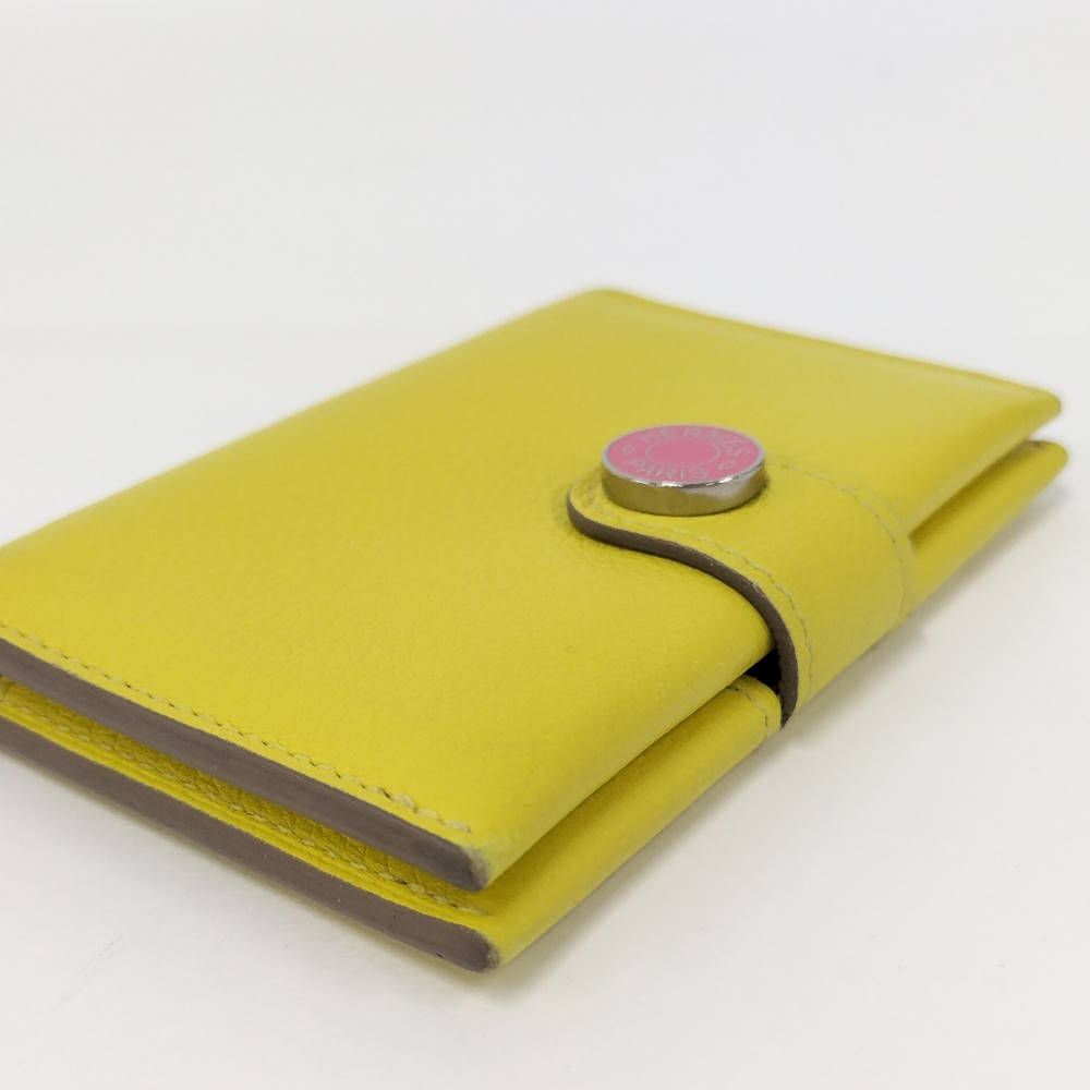 Hermes Rmscard Case Verso Leather Yellow Pink Shoulder — view 4