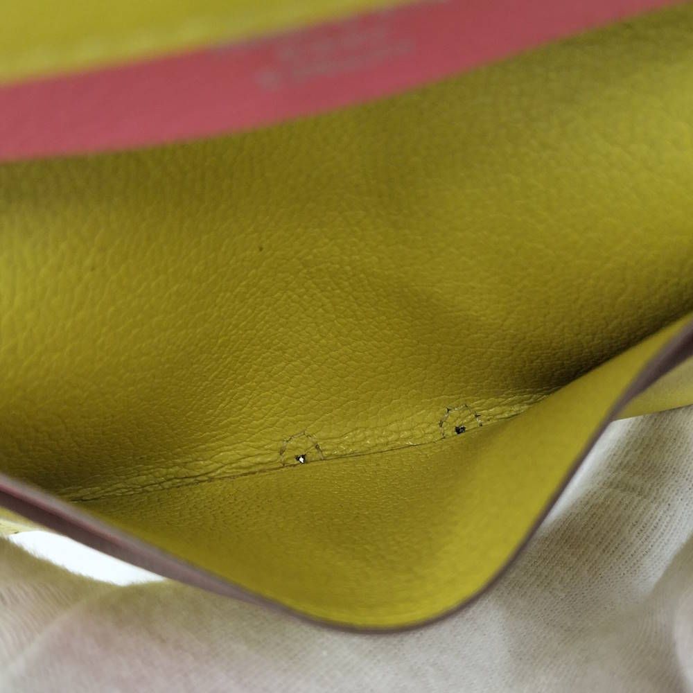 Hermes Rmscard Case Verso Leather Yellow Pink Shoulder — view 9