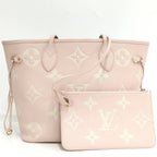 Louis Vuitton Neverfull MM Monogram Empreinte Rose Trianon Cream — view 2