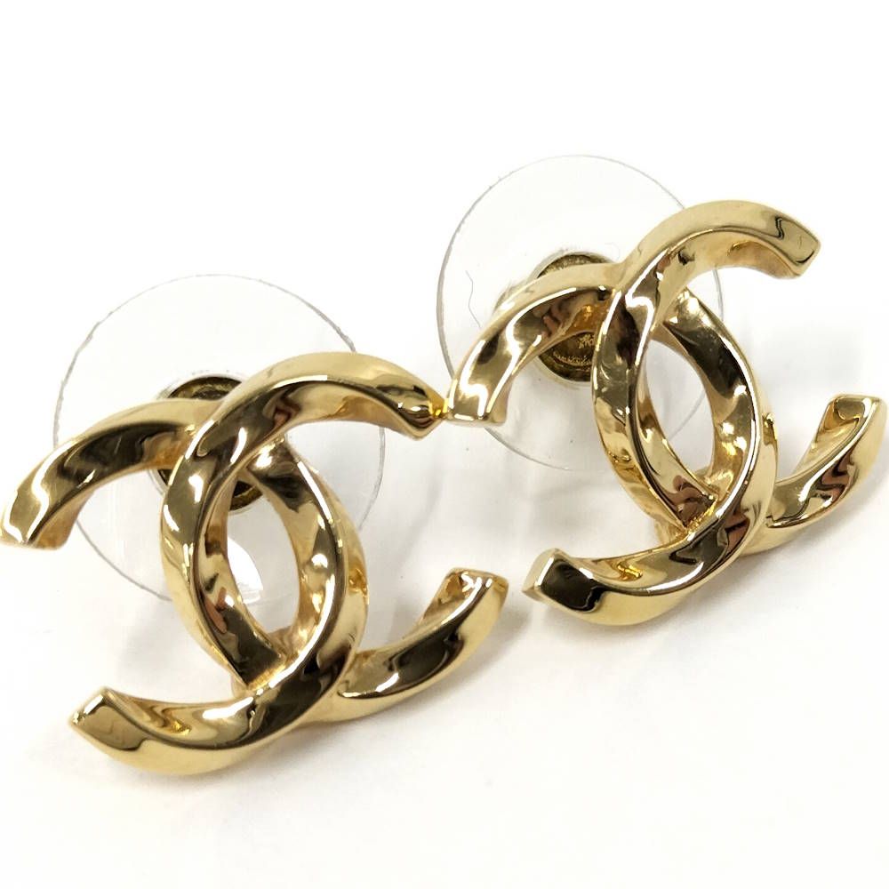 Chanel CC Logo Earrings Coco Plated Gold — view 2
