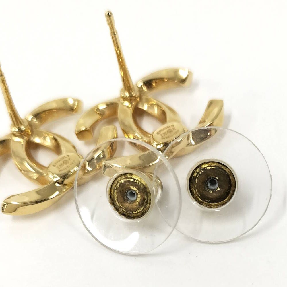 Chanel CC Logo Earrings Coco Plated Gold — view 9