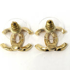 Chanel CC Logo Earrings Coco Plated Gold — view 3