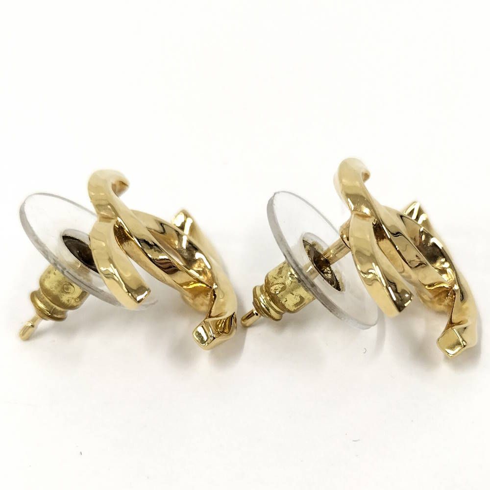 Chanel CC Logo Earrings Coco Plated Gold — view 5