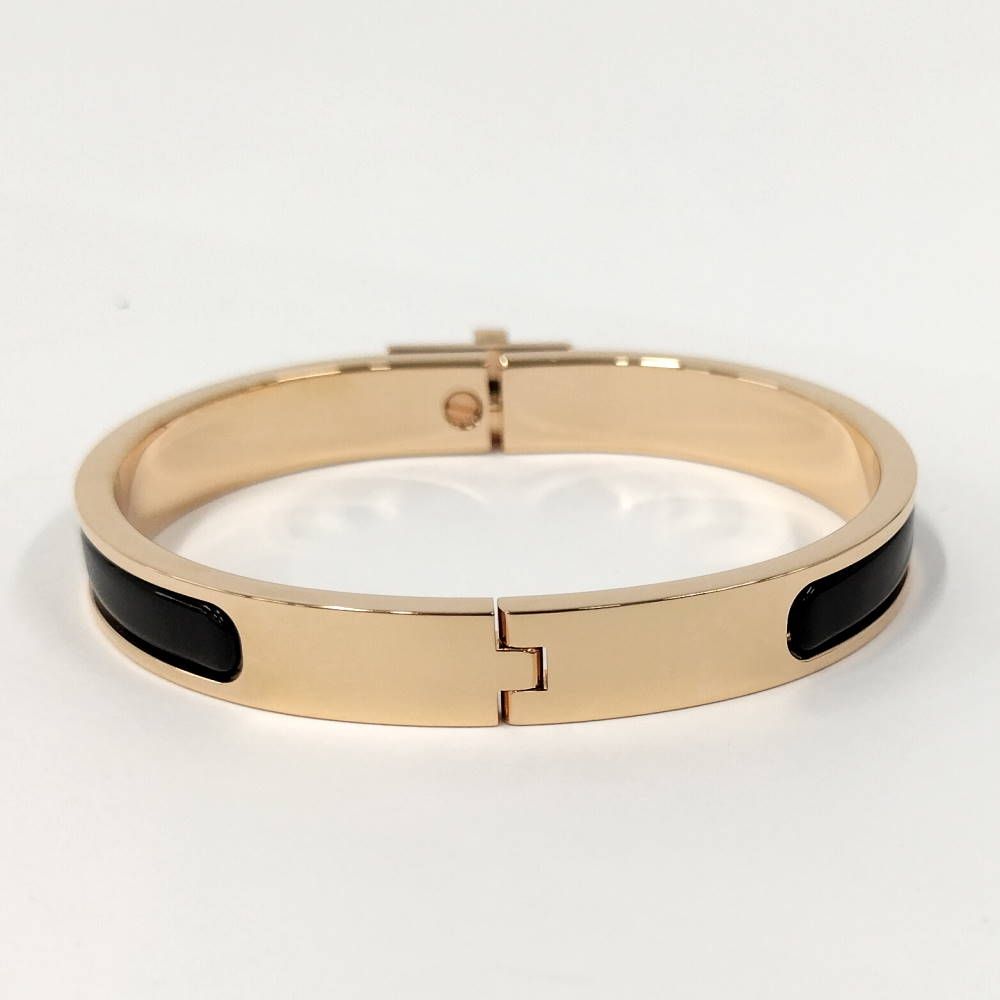 Hermes Mini Click Kelly Bangle Plated Gold Black Bracelet — view 3