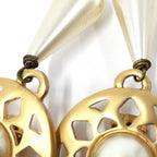 Celine Earrings Plating Faux Pearl Gold White — view 7