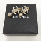 Chanel Earrings CC Pearl Plated Silver — view 6
