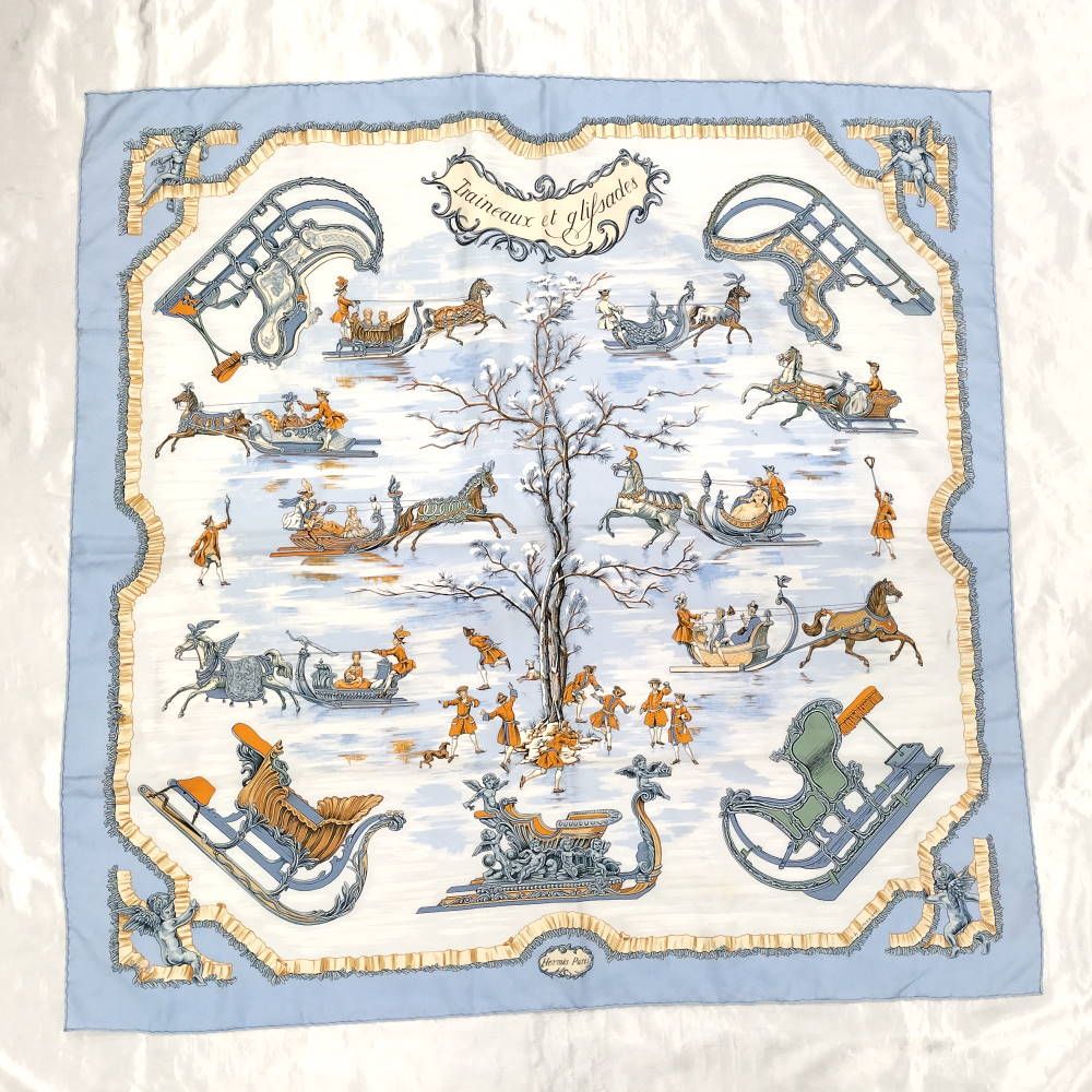 Hermes Carre 90 Scarf Traineaux Et Glissades Silk