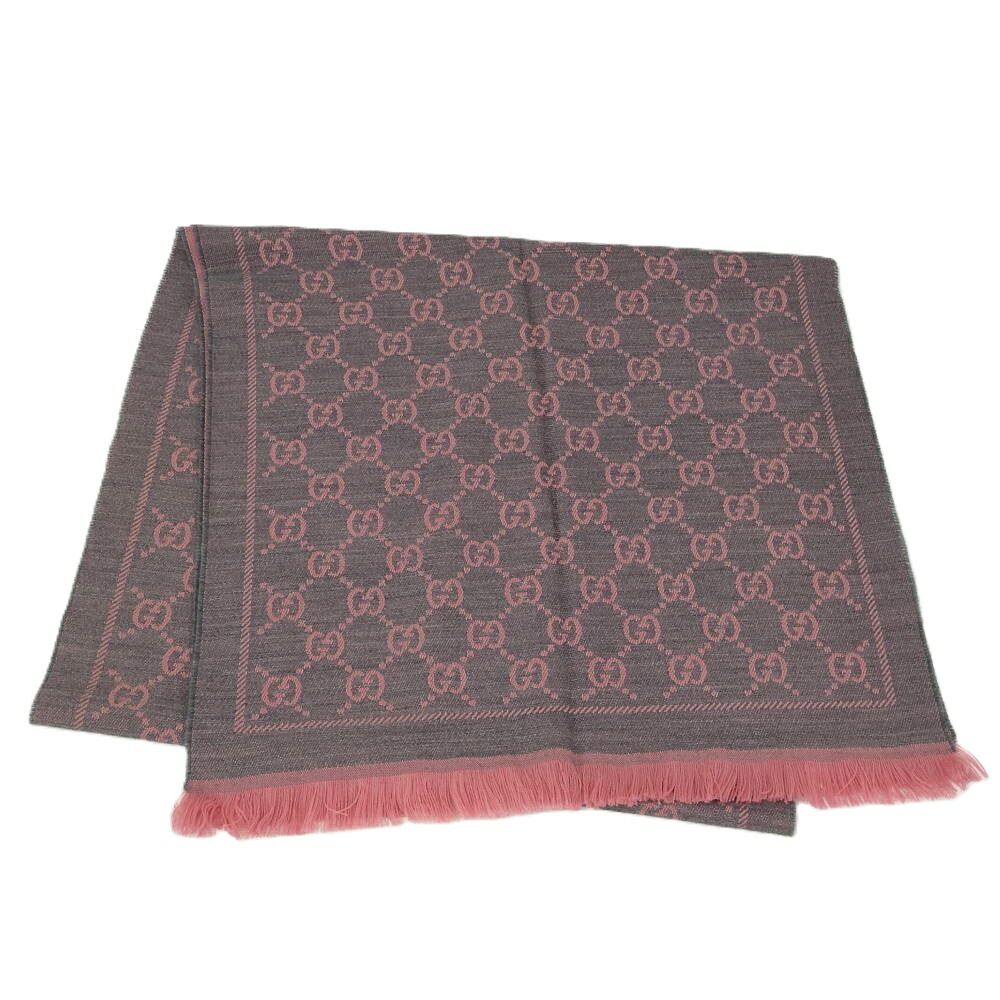 Gucci Scarf GG Pattern Gray Pink