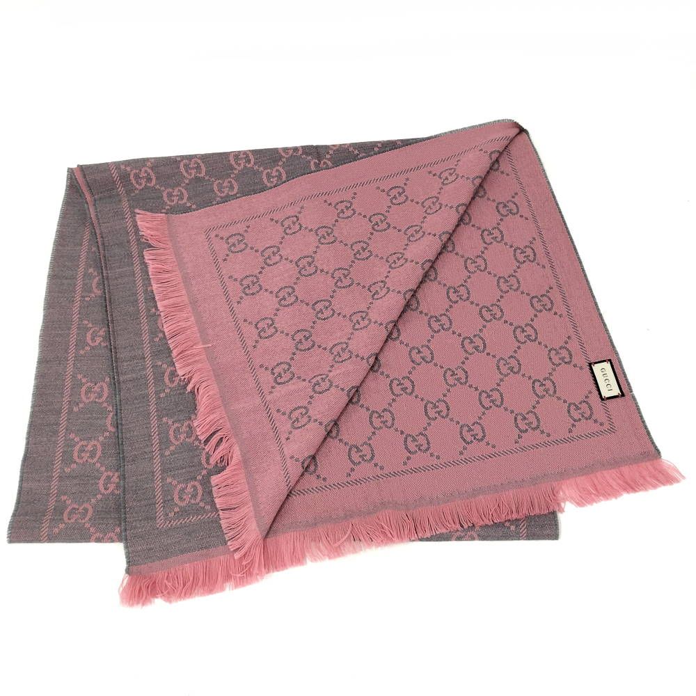 Gucci Scarf GG Pattern Gray Pink — view 2