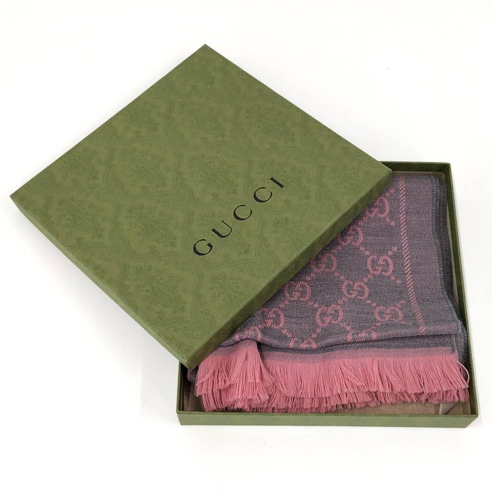 Gucci Scarf GG Pattern Gray Pink — view 6