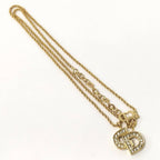Dior Necklace Plated Logo Rhinestone Gold — view 4