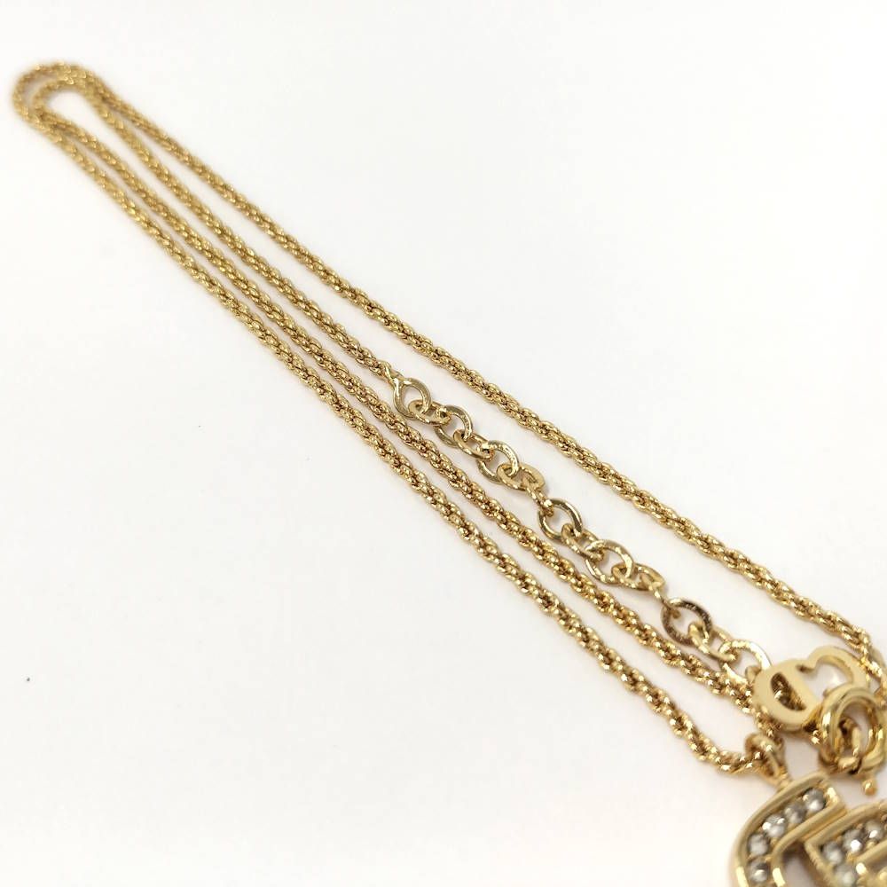 Dior Necklace Plated Logo Rhinestone Gold — view 7