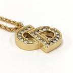 Dior Necklace Plated Logo Rhinestone Gold — view 5