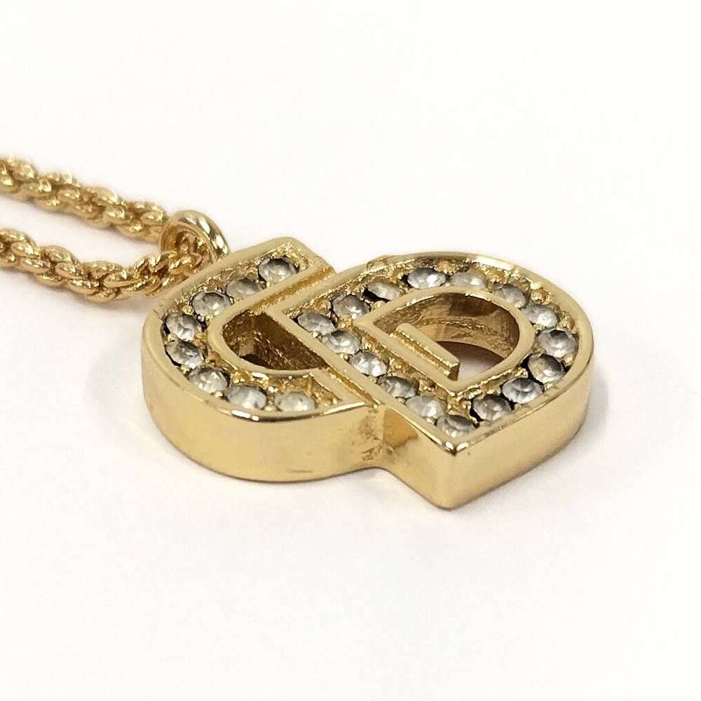 Dior Necklace Plated Logo Rhinestone Gold — view 5