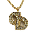 Dior Necklace Plated Logo Rhinestone Gold