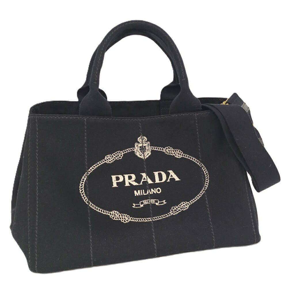 Prada Canapa 2-Way Tote Canvas Black