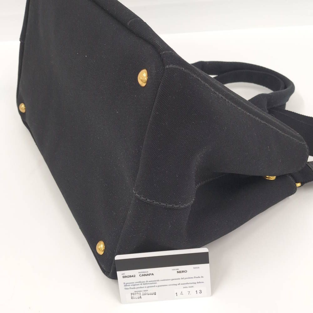 Prada Canapa 2-Way Tote Canvas Black — view 3