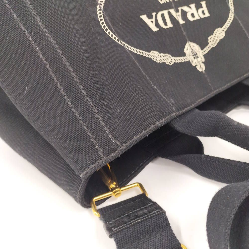 Prada Canapa 2-Way Tote Canvas Black — view 8