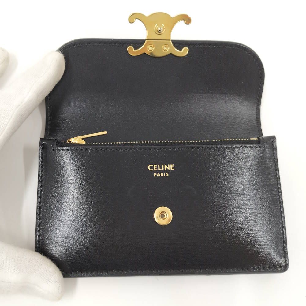 Celine Long Card Holder with Triomphe Flap Shiny Calfskin — view 2
