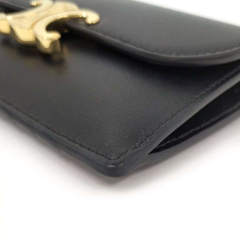 Celine Long Card Holder with Triomphe Flap Shiny Calfskin — view 5