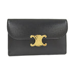 Celine Long Card Holder with Triomphe Flap Shiny Calfskin