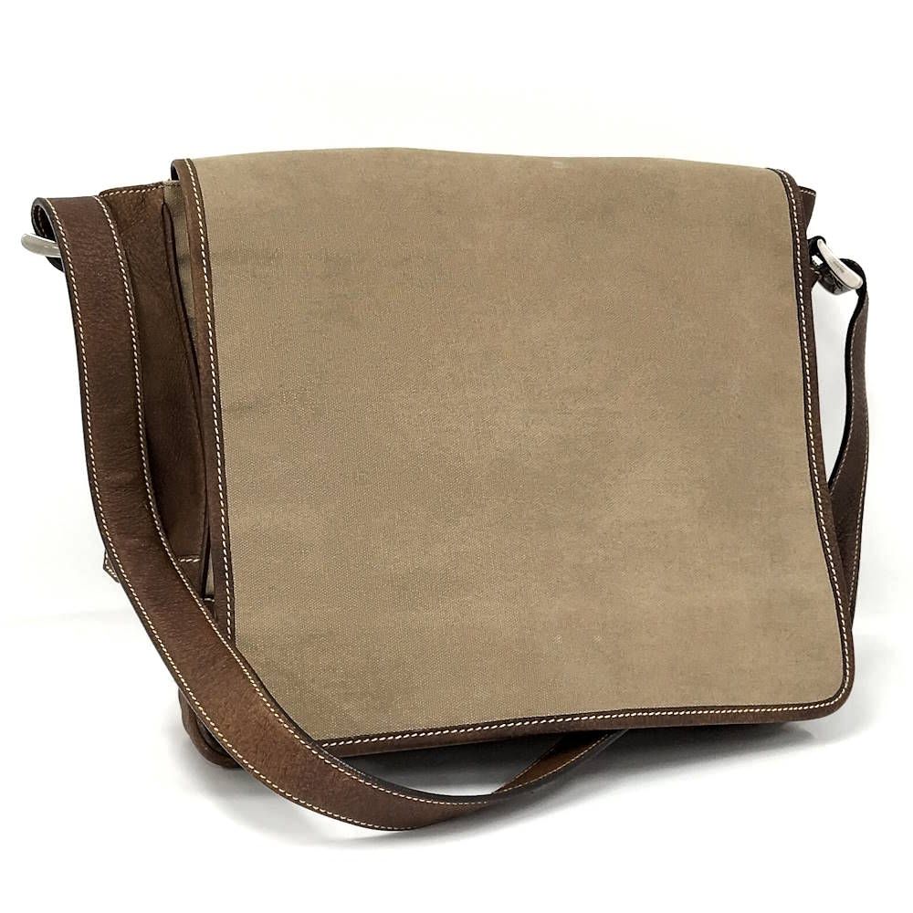 Prada Shoulder Bag Canapa Leather Brown Beige