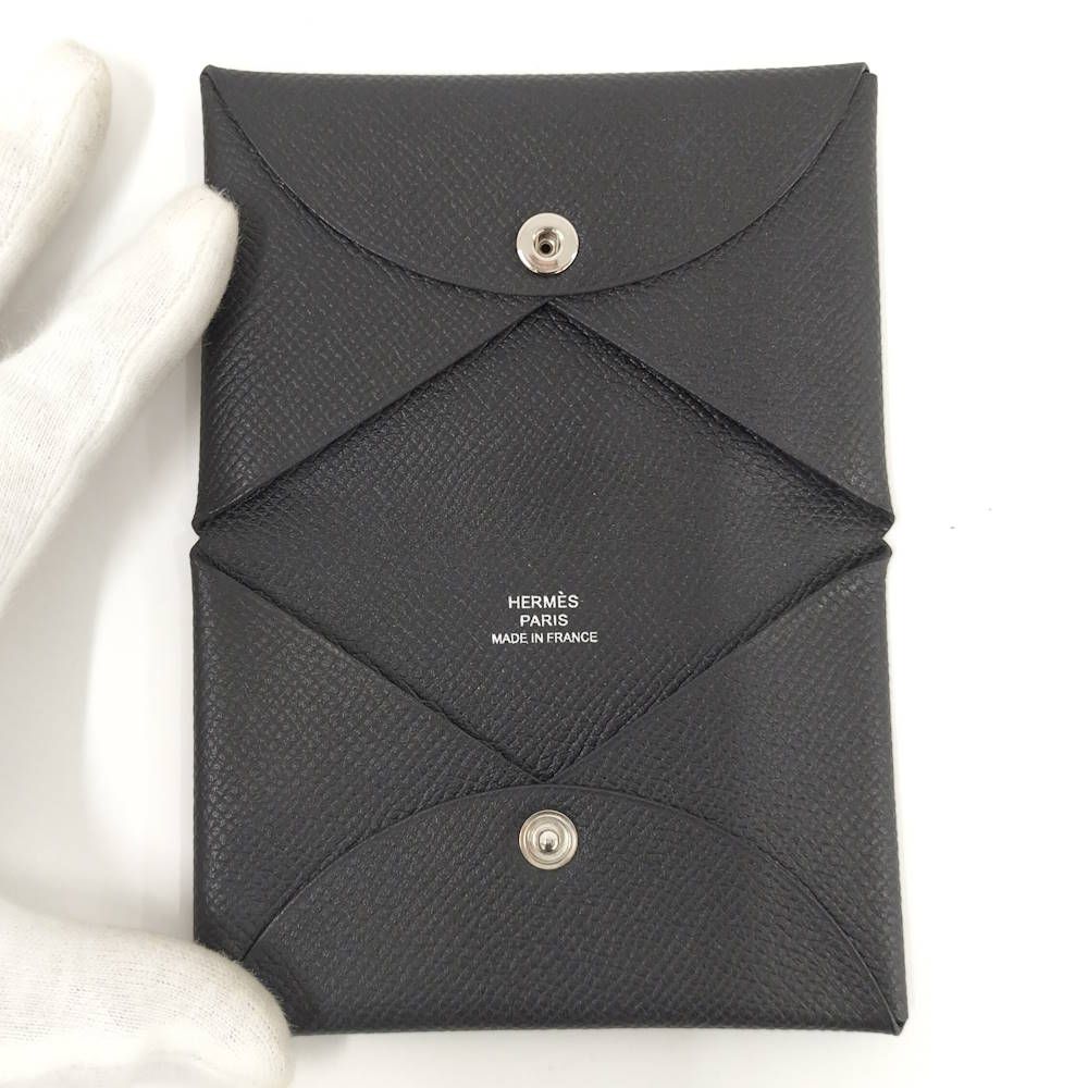 Hermes Calvi Black Veau Epsom Card Case — view 2