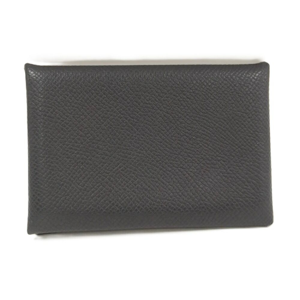 Hermes Calvi Black Veau Epsom Card Case