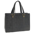 Celine Tote Logo Black Leather