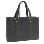 Celine Tote Logo Black Leather