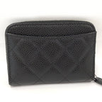 Chanel Classic Zip Coin Purse Card Holder Quilted Silver Caviar Leather Black — view 3