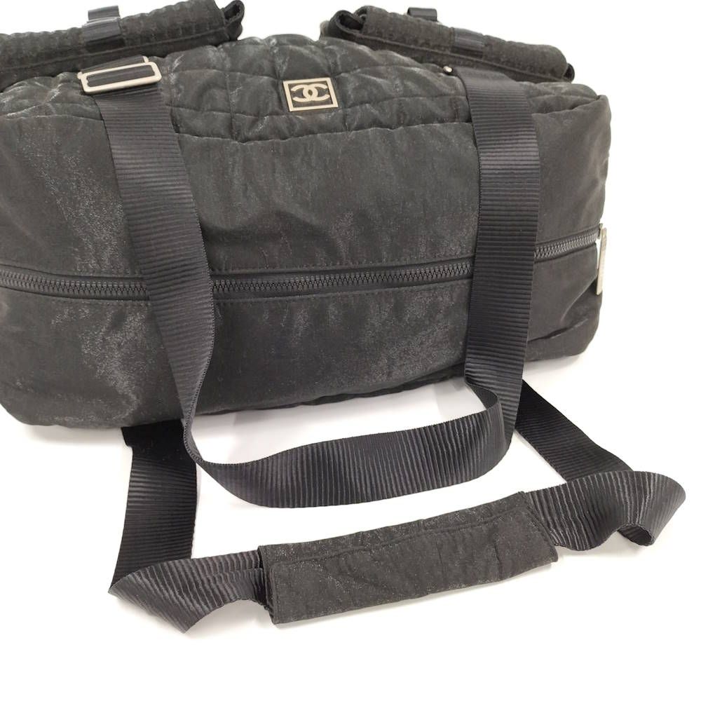 Chanel Boston Bag Sports Line Chocobar Stitch Logo Nylon Canvas Black — view 4