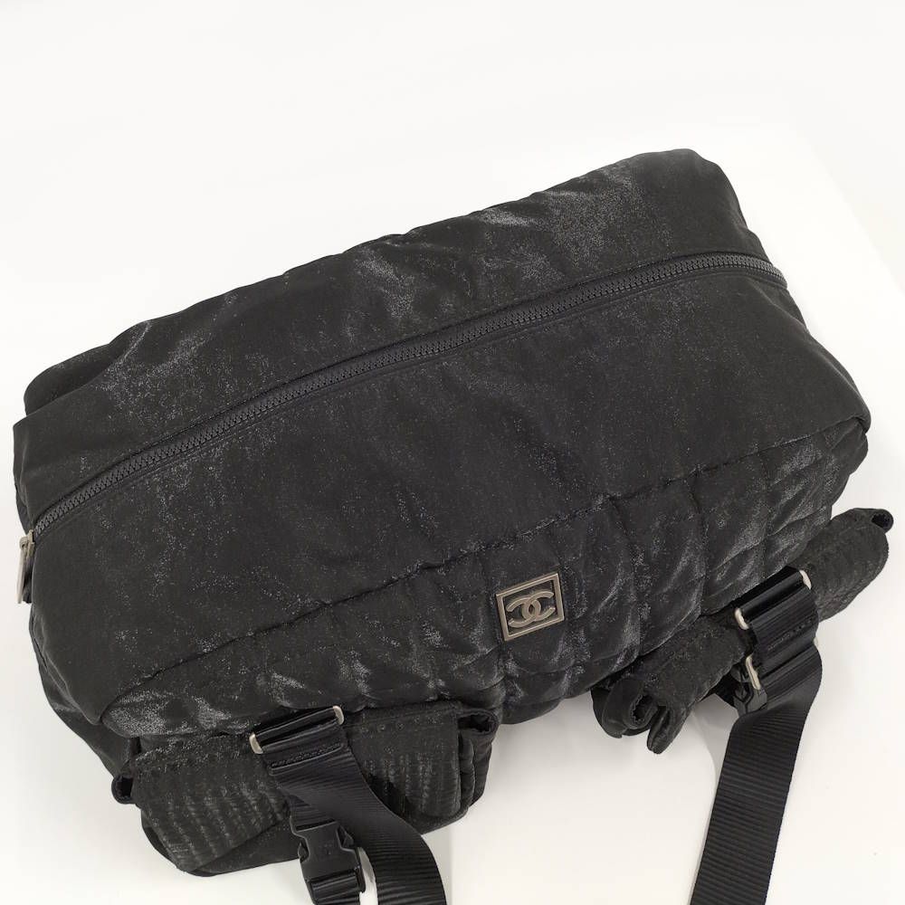 Chanel Boston Bag Sports Line Chocobar Stitch Logo Nylon Canvas Black — view 7