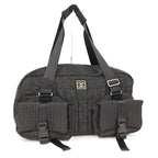 Chanel Boston Bag Sports Line Chocobar Stitch Logo Nylon Canvas Black
