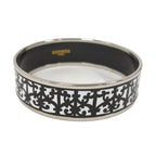 Hermes Bangle Enamel Cloisonne Guadalquivir Plated Black White