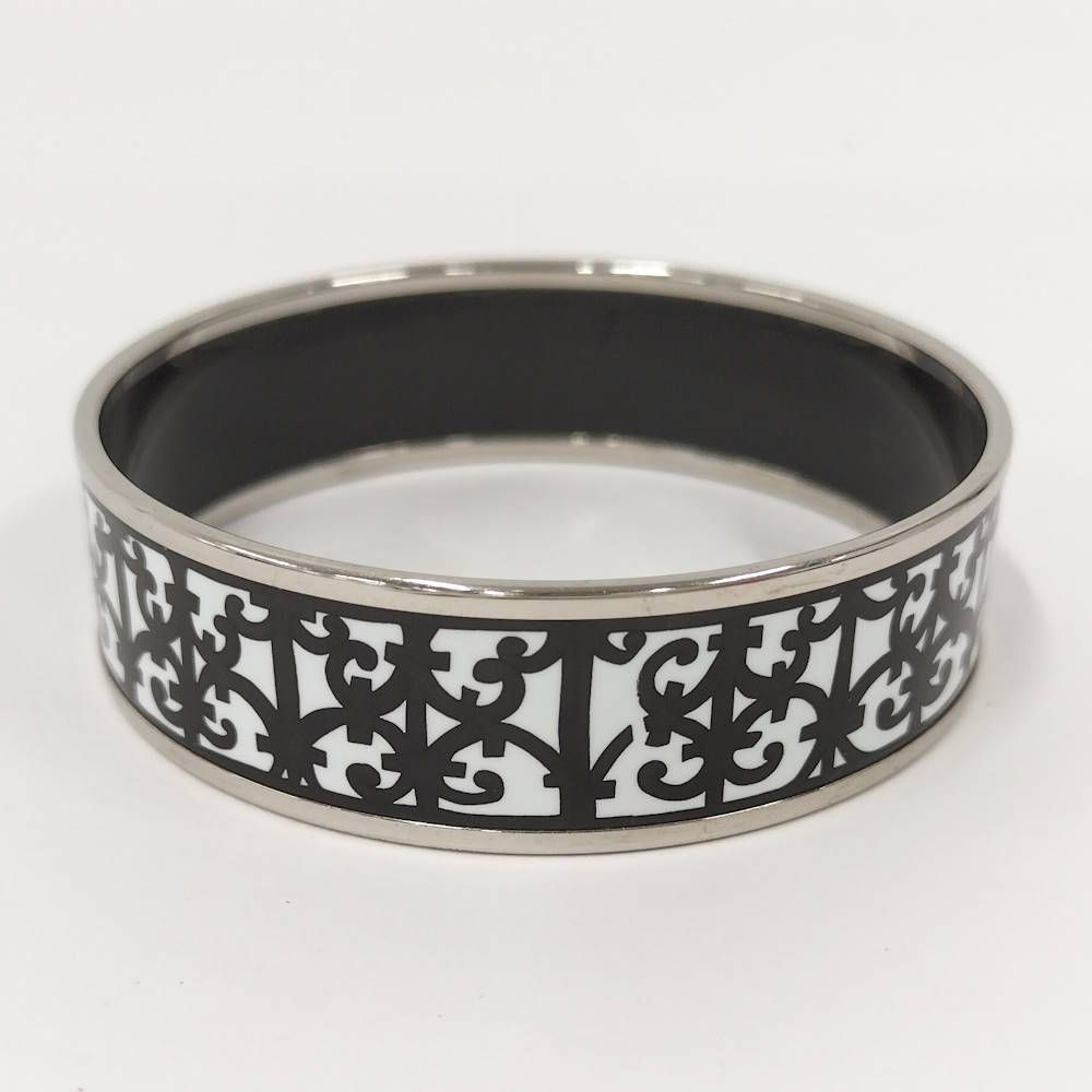Hermes Bangle Enamel Cloisonne Guadalquivir Plated Black White — view 4