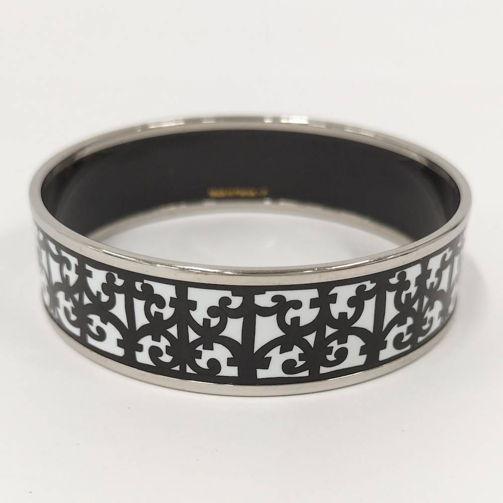 Hermes Bangle Enamel Cloisonne Guadalquivir Plated Black White — view 3