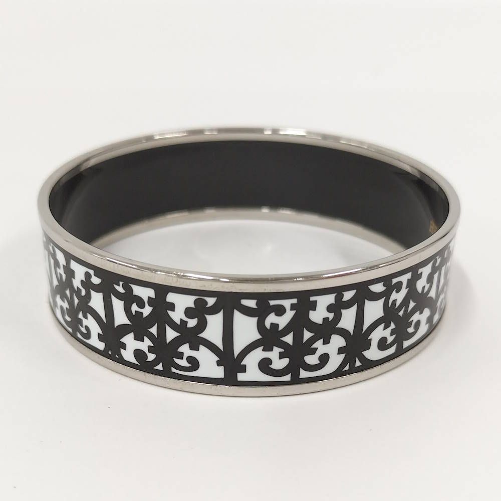 Hermes Bangle Enamel Cloisonne Guadalquivir Plated Black White — view 2