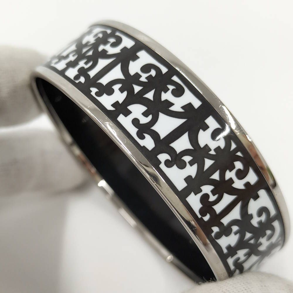 Hermes Bangle Enamel Cloisonne Guadalquivir Plated Black White — view 5