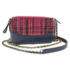 Chanel Gabriel de Chain Shoulder Bag Tweed Leather Pink Navy