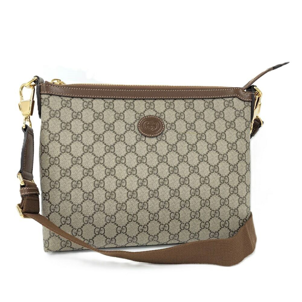 Gucci Shoulder Bag Interlocking GG Supreme Coating Brown