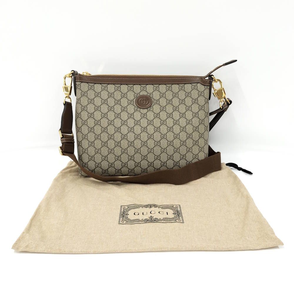 Gucci Shoulder Bag Interlocking GG Supreme Coating Brown — view 9
