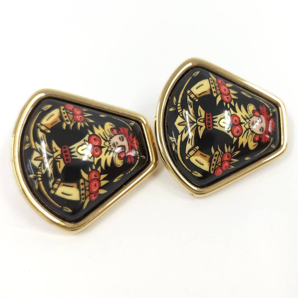 Hermes Enamel Earrings Gold — view 3