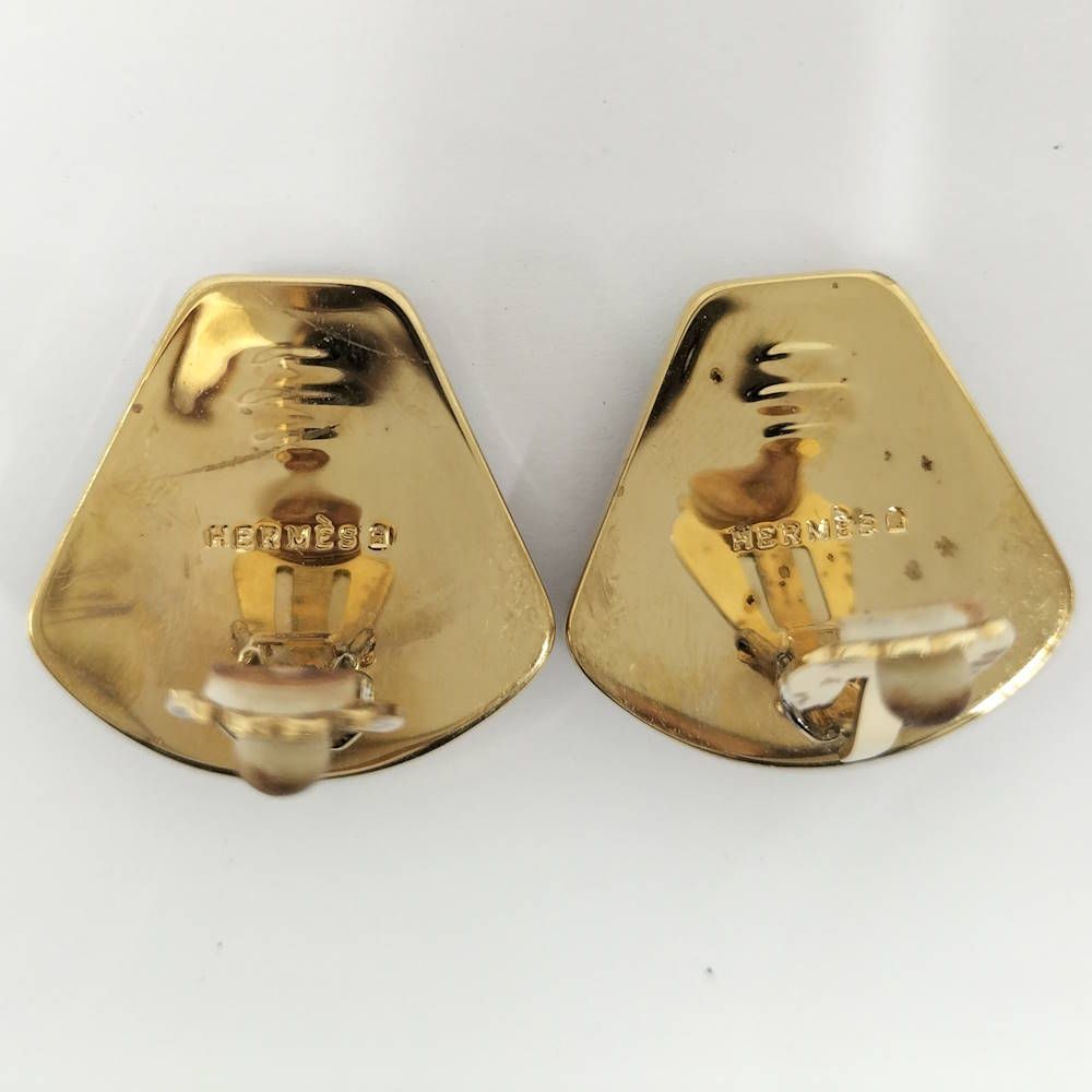 Hermes Enamel Earrings Gold — view 8